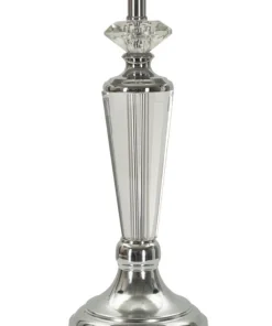 Lampe de table métal argenté abat-jour tissu gris