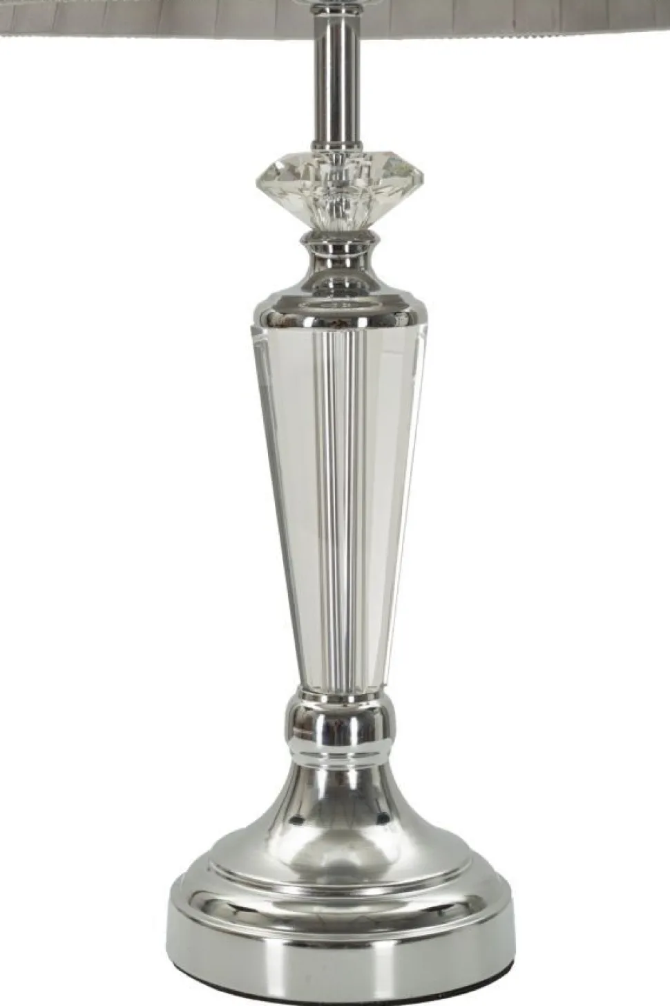 Lampe de table métal argenté abat-jour tissu gris