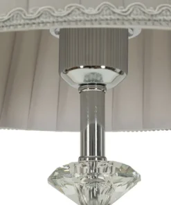 Lampe de table métal argenté abat-jour tissu gris