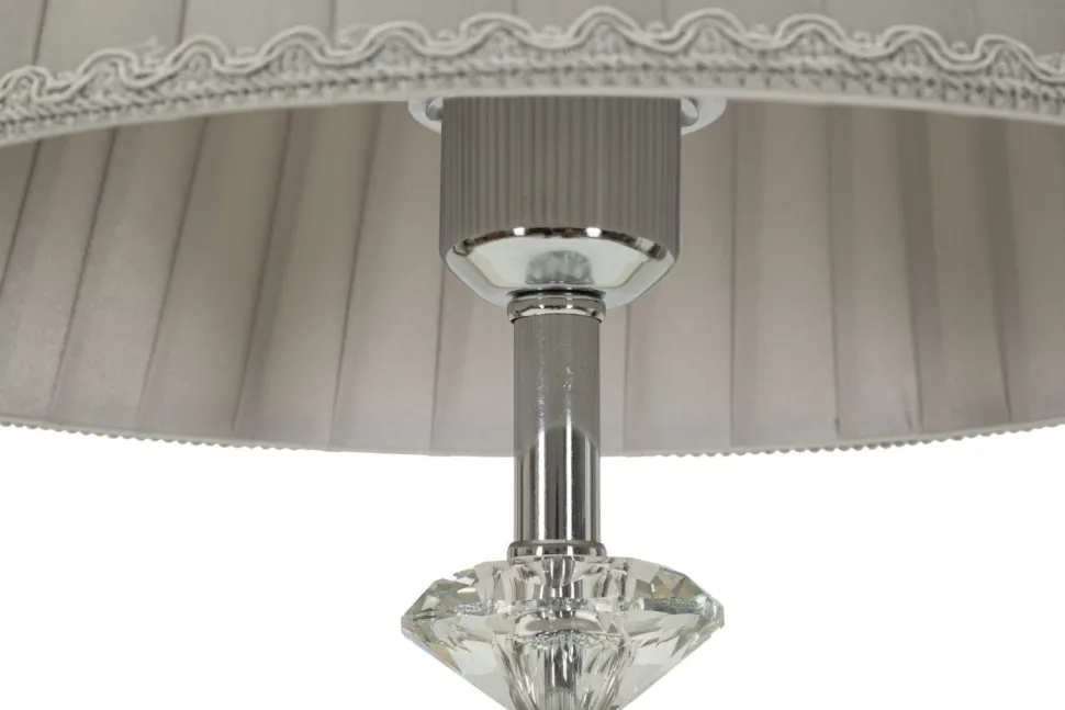 Lampe de table métal argenté abat-jour tissu gris