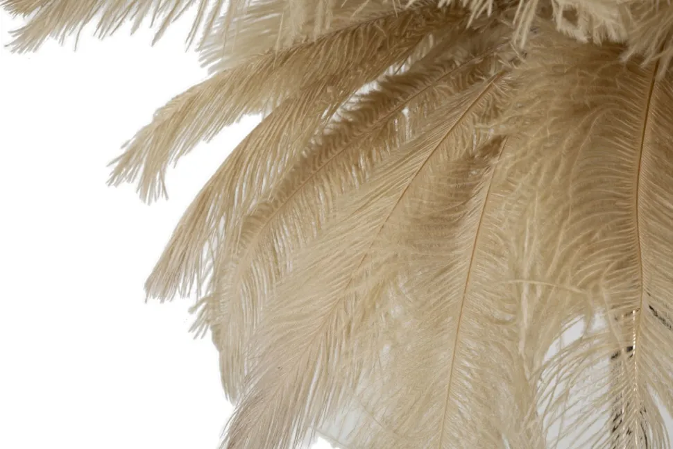 Lampe de table métal doré abat-jour plumes blanches
