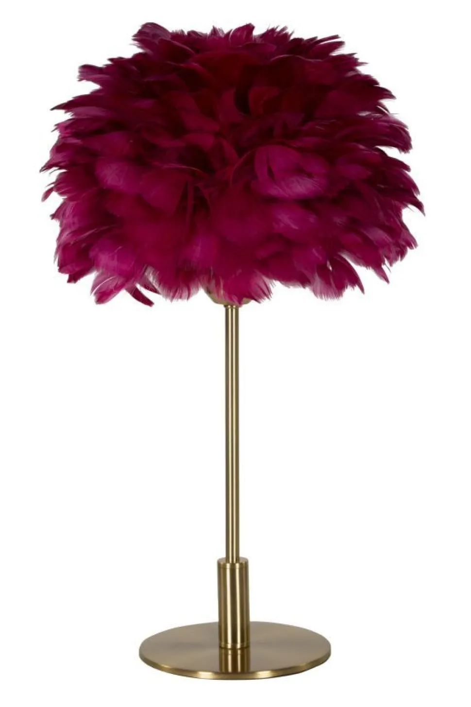 Lampe de table métal doré abat-jour plumes blanches