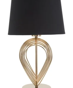 Lampe de table métal doré abat-jour tissu noir