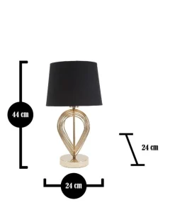 Lampe de table métal doré abat-jour tissu noir