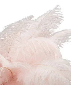 Lampe de table Palm métal doré et abat-jour plumes roses
