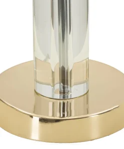 Lampe de table Praga métal doré abat-jour tissu beige bordure dorée