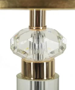 Lampe de table Praga métal doré abat-jour tissu beige bordure dorée
