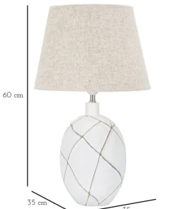 Lampe de table résine décorations géométriques abat-jour tissu beige