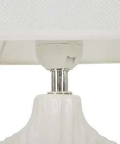 Lampe de table Seta Céramique Blanche abat-jour Tissu Blanc