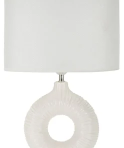 Lampe de table Seta Céramique Blanche abat-jour Tissu Blanc