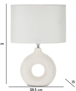 Lampe de table Seta Céramique Blanche abat-jour Tissu Blanc