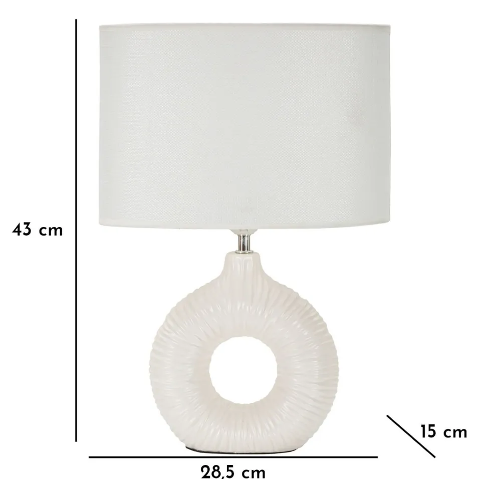 Lampe de table Seta Céramique Blanche abat-jour Tissu Blanc