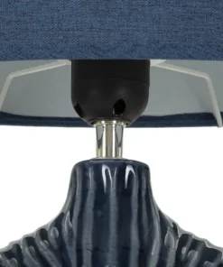 Lampe de table Seta Céramique Bleue abat-jour Tissu Bleu