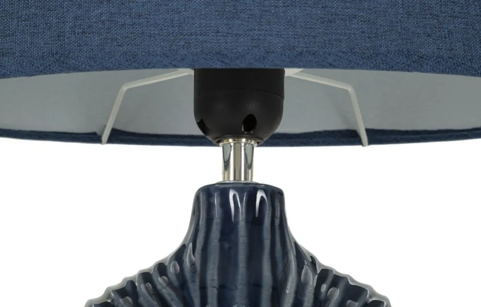 Lampe de table Seta Céramique Bleue abat-jour Tissu Bleu