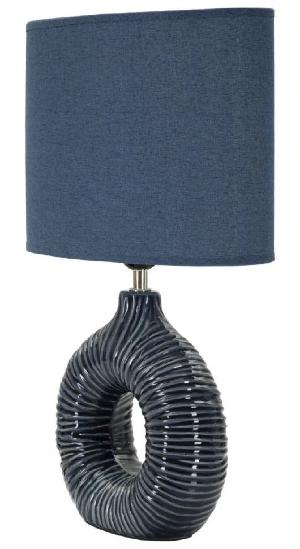 Lampe de table Seta Céramique Bleue abat-jour Tissu Bleu