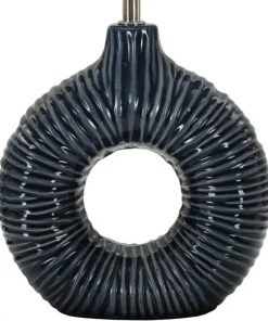 Lampe de table Seta Céramique Bleue abat-jour Tissu Bleu
