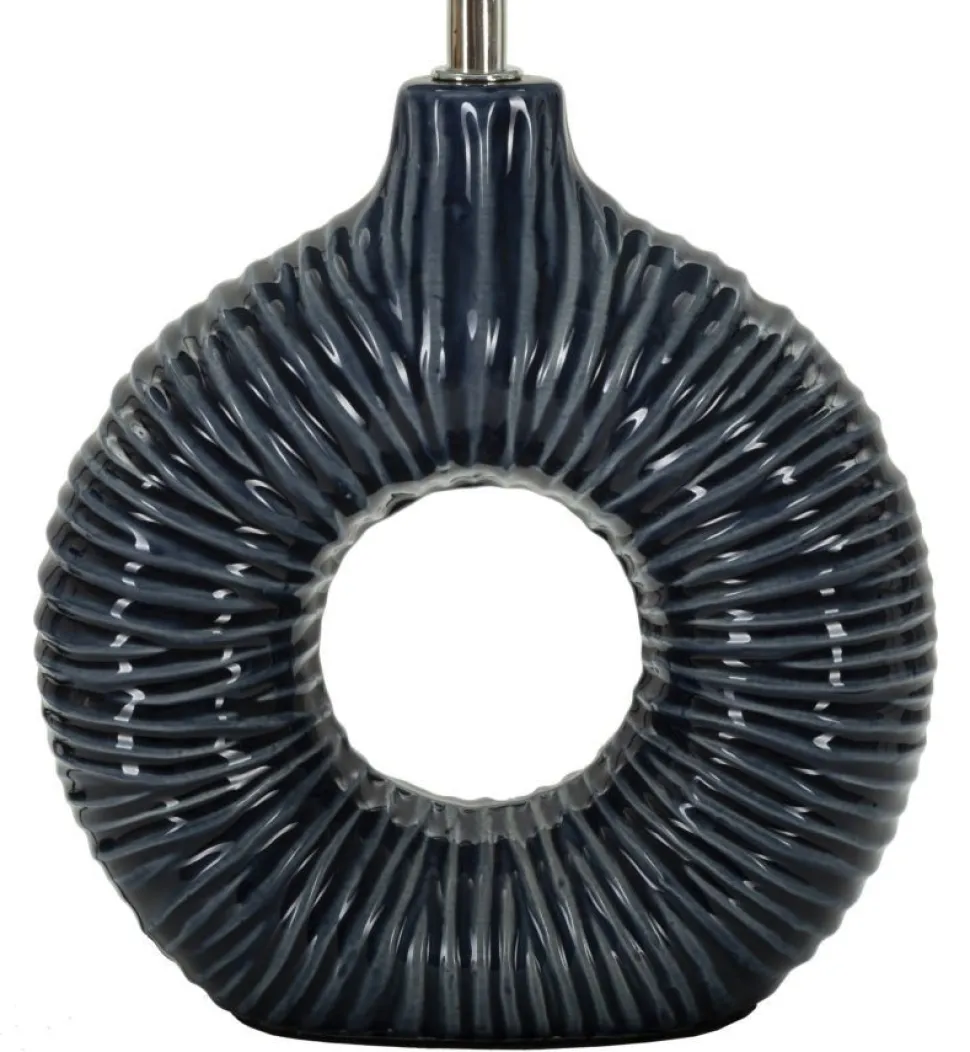 Lampe de table Seta Céramique Bleue abat-jour Tissu Bleu