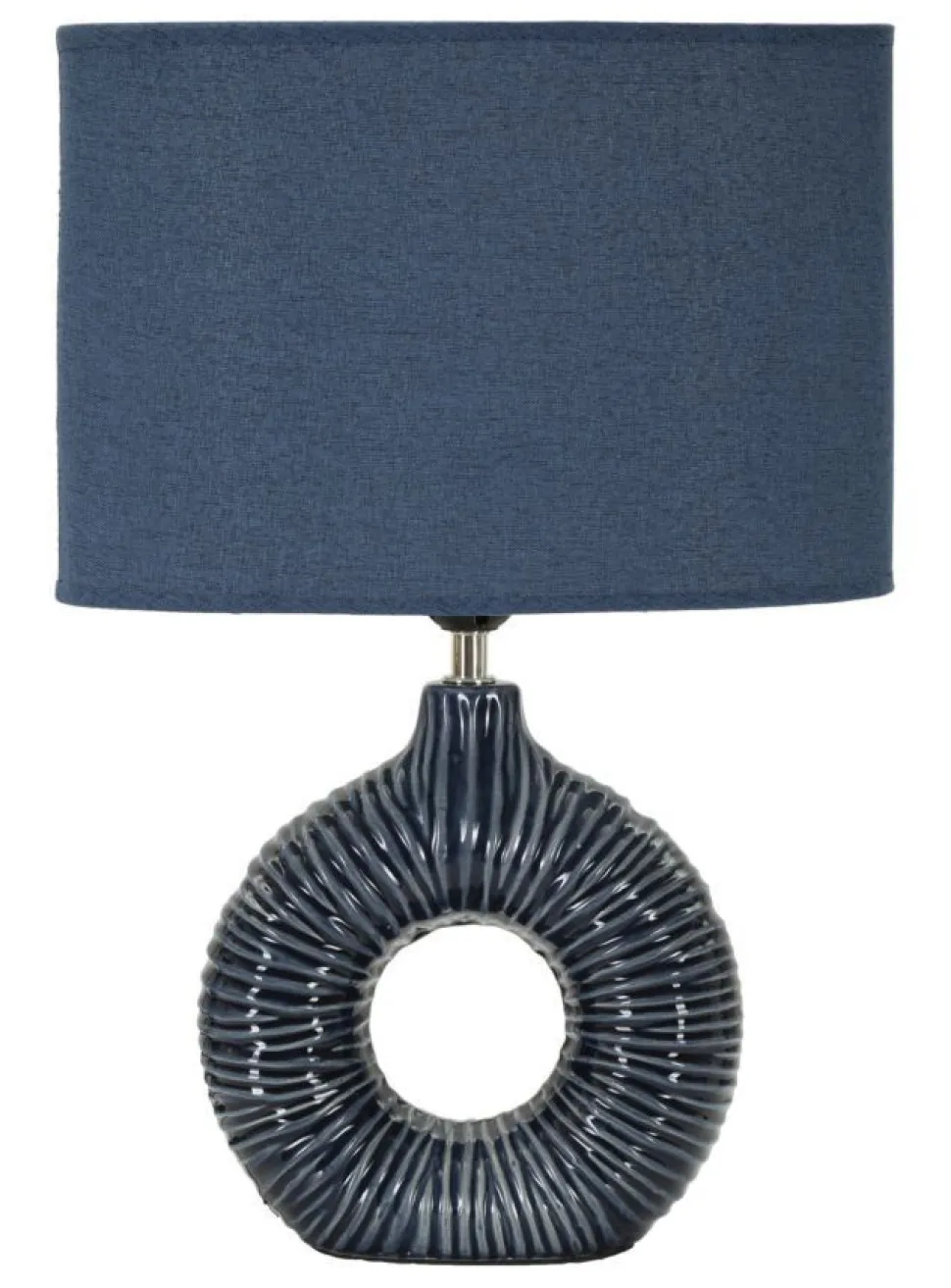 Lampe de table Seta Céramique Bleue abat-jour Tissu Bleu