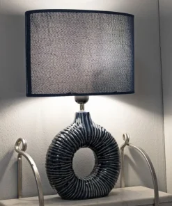Lampe de table Seta Céramique Bleue abat-jour Tissu Bleu