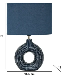 Lampe de table Seta Céramique Bleue abat-jour Tissu Bleu