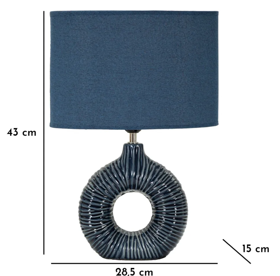 Lampe de table Seta Céramique Bleue abat-jour Tissu Bleu