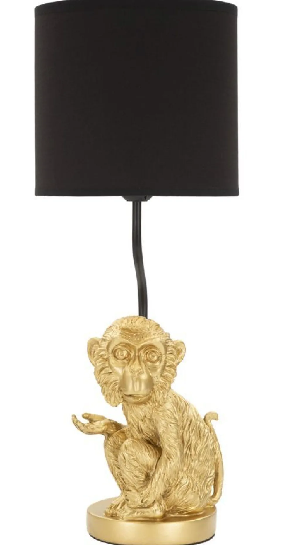 Lampe de table Singe doré abat-jour Tissu Noir