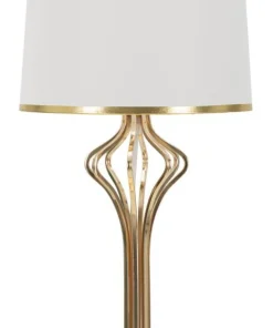 Lampe de table Slimmy Métal Doré abat-jour Tissu Blanc et finitions Dorées