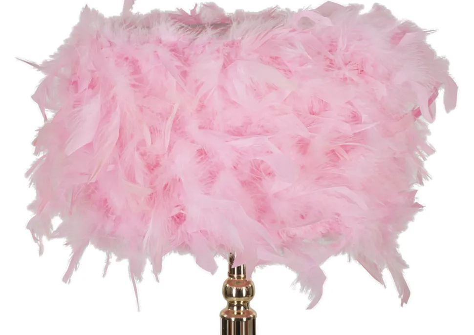 Lampe de table Tarty Métal Doré Abat-jour plumes Roses