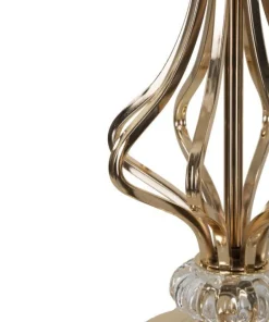 Lampe de table Tarty métal doré abat-jour plumes synthétiques blanches