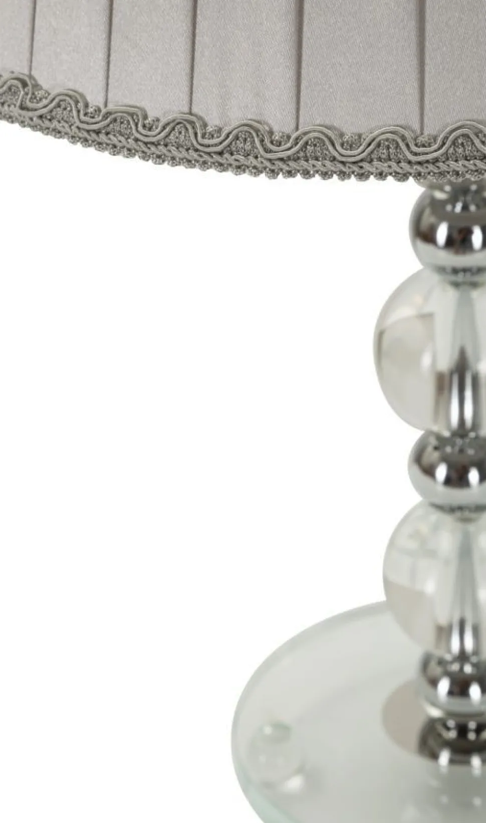 Lampe de table Tolly Métal Argenté Verre abat-jour Tissu Gris