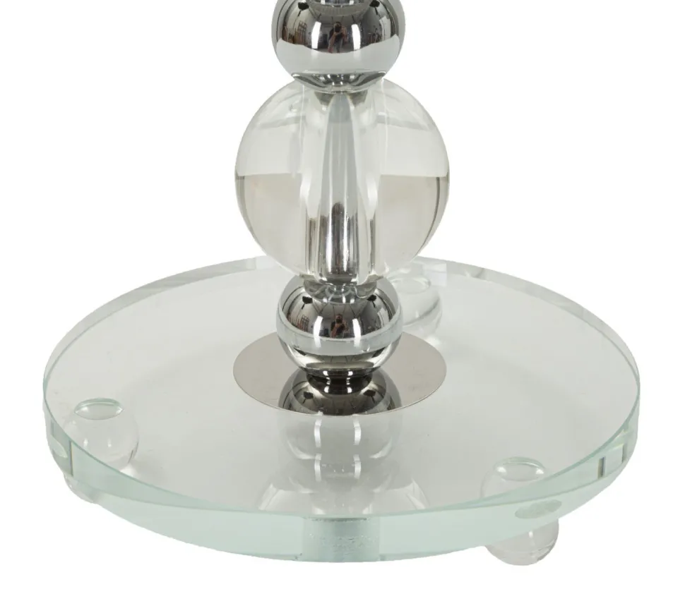 Lampe de table Tolly Métal Argenté Verre abat-jour Tissu Gris