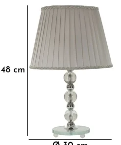 Lampe de table Tolly Métal Argenté Verre abat-jour Tissu Gris