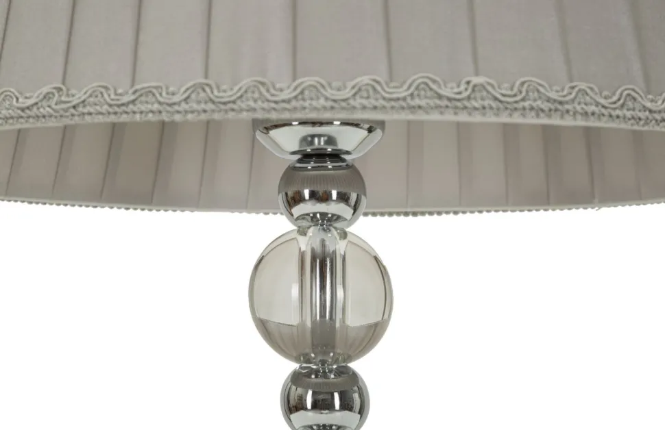 Lampe de table Tolly Métal Argenté Verre abat-jour Tissu Gris