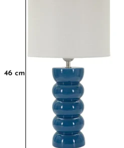 Lampe de table Torr Céramique bleue abat-jour blanc