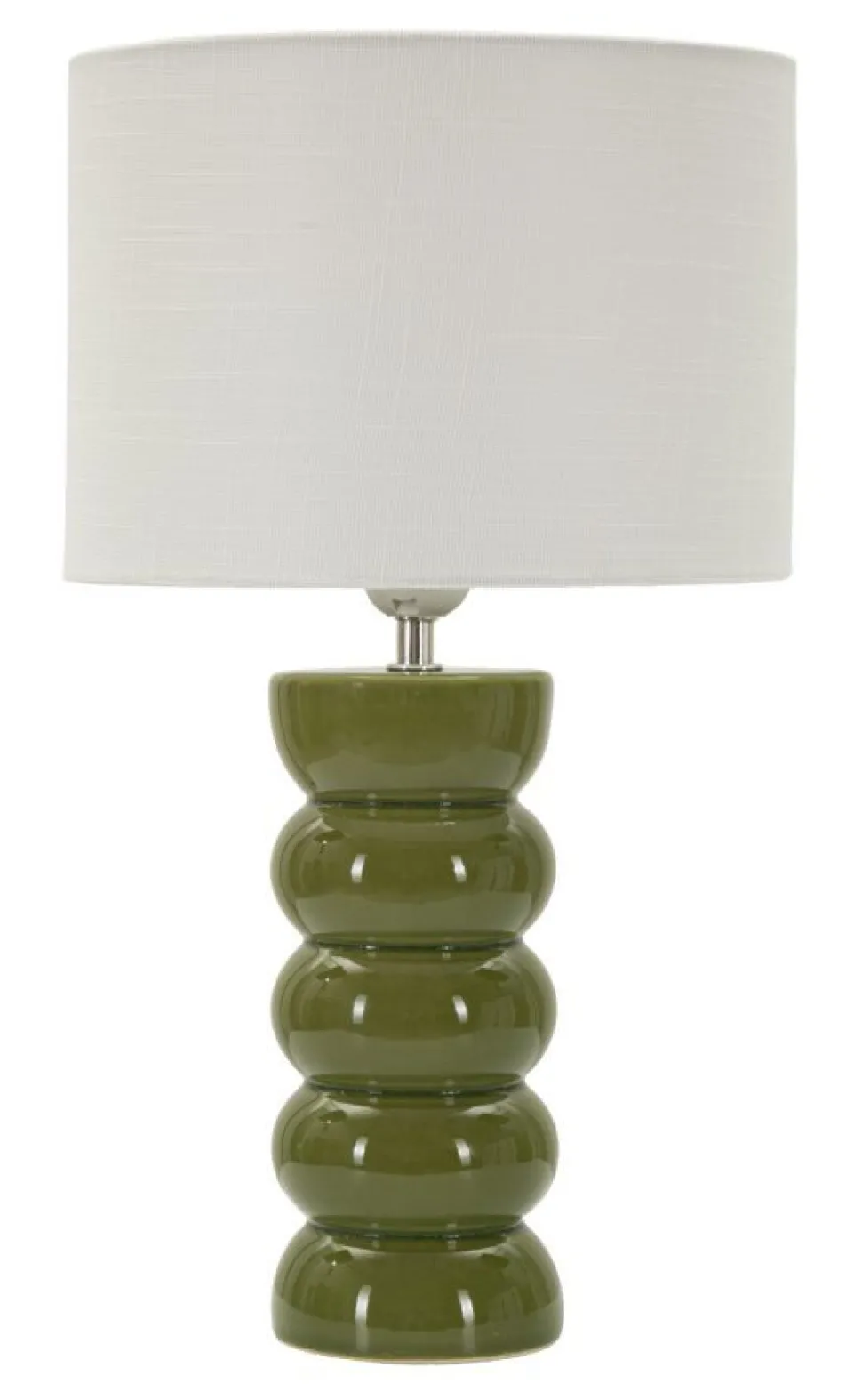 Lampe de table Torr céramique émaillée vert olive abat-jour clair