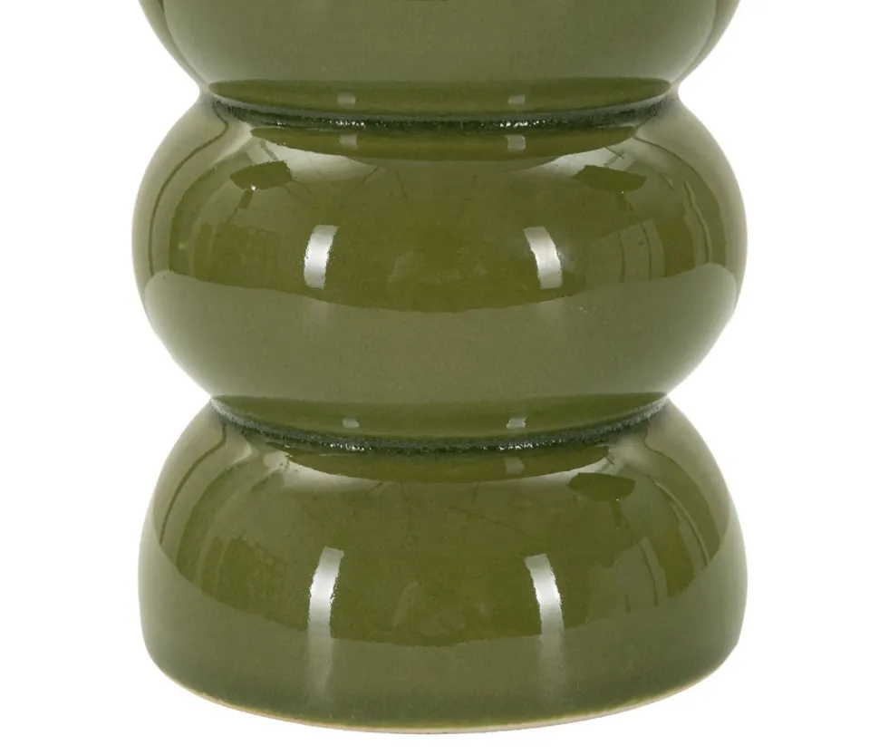 Lampe de table Torr céramique émaillée vert olive abat-jour clair