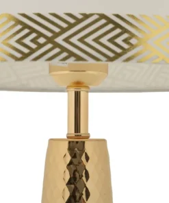 Lampe de table Tower dorée abat-jour blanc