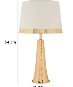 Lampe de table Tower dorée abat-jour blanc