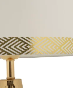 Lampe de table Tower dorée abat-jour blanc