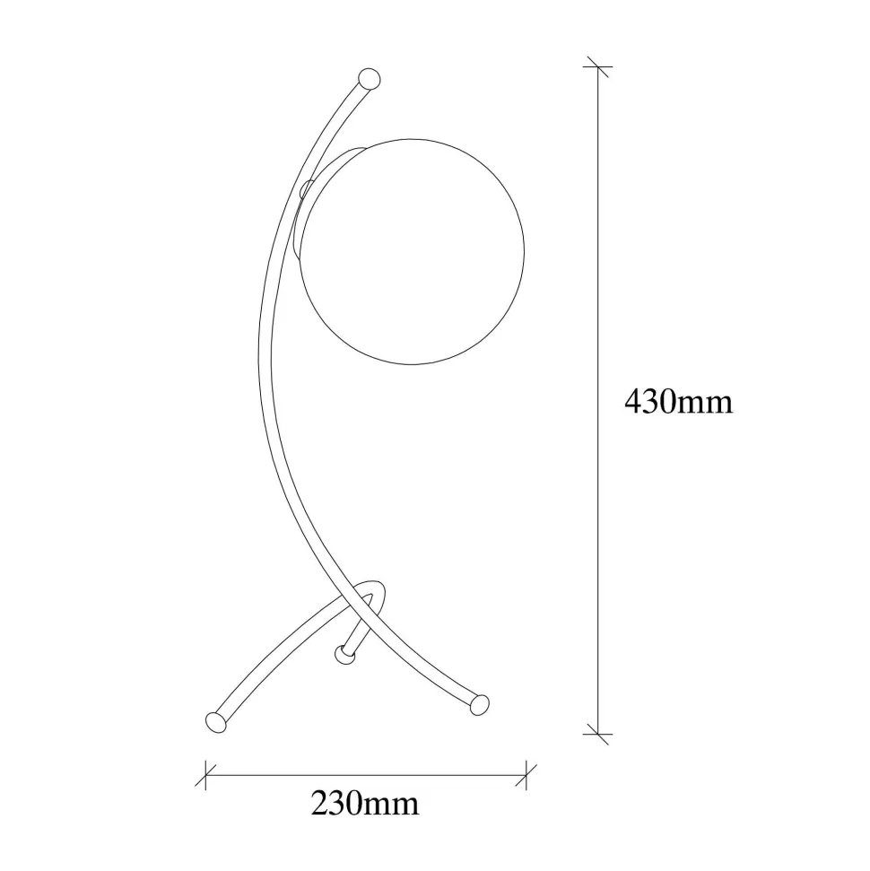 Lampe de table trépied arcs Bulla 43cm Verre Blanc et Métal Or rose