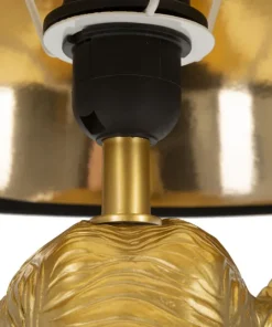Lampe de table tête d'éléphant en métal noir abat-jour tissu noir