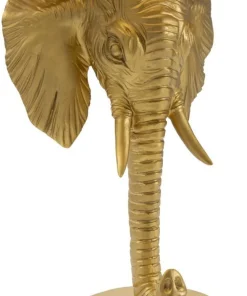 Lampe de table tête d'éléphant en métal noir abat-jour tissu noir