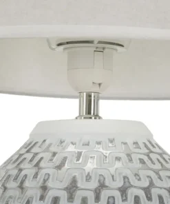 Lampe de table Wave Résine et Abat-jour tissu Blanc