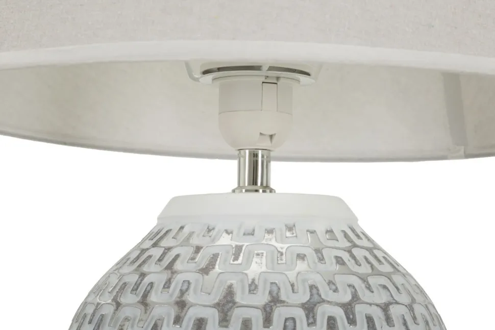 Lampe de table Wave Résine et Abat-jour tissu Blanc