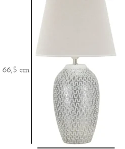 Lampe de table Wave Résine et Abat-jour tissu Blanc