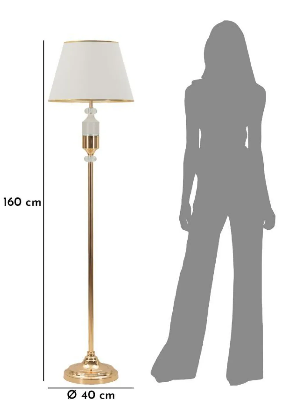 Lampe debout Gipsy Métal Doré abat-jour Blanc
