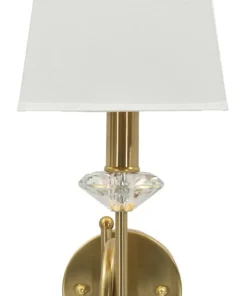 Lampe murale Salzburg dorée avec abat-jour blanc