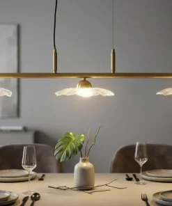 Lampe plafond 3 lumières Emily Verre Transparent structure dorée