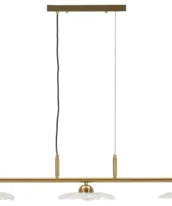 Lampe plafond 3 lumières Emily Verre Transparent structure dorée