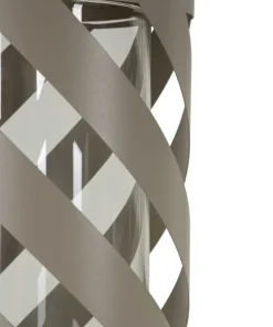 Lanterne en métal taupe motif hélicoïdal